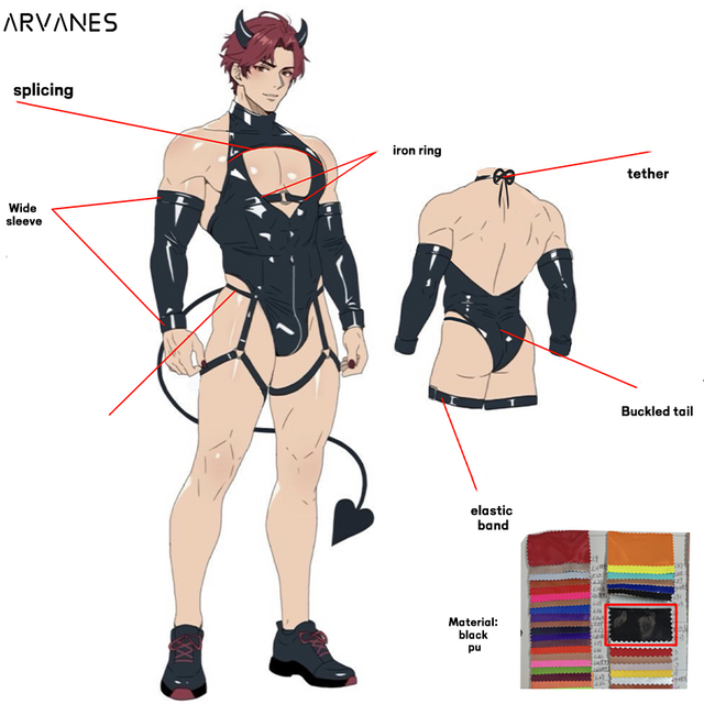 Pre-Order Devil Shiny Leather Strap Bodysuit AS01