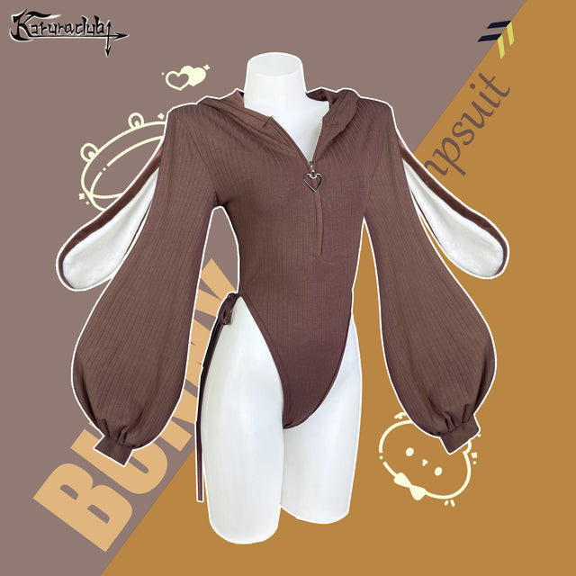 Chic Bunny Ear Hoodie Bodysuit for sale