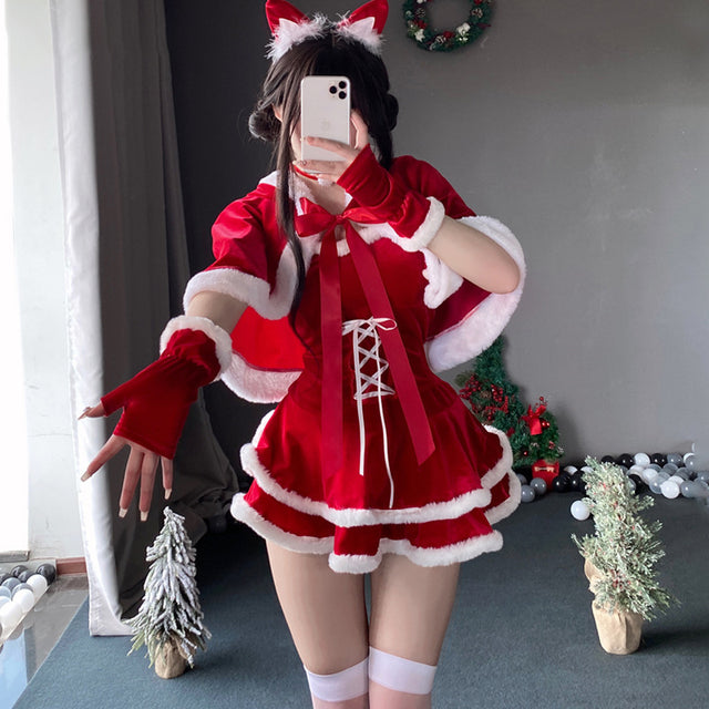 Velvet Christmas Bunny Suit SD32