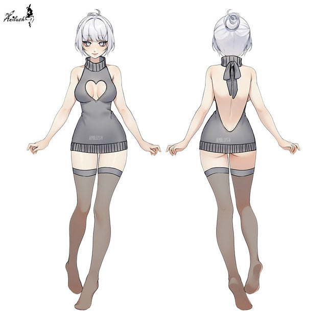 HEART TIE BACKLESS SWEATER DRESS AH016