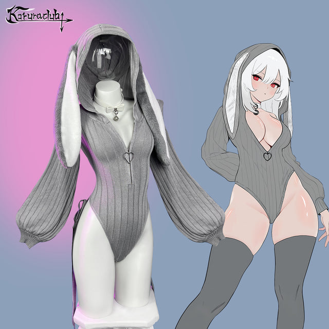 Chic Bunny Ear Hoodie Bodysuit for sale