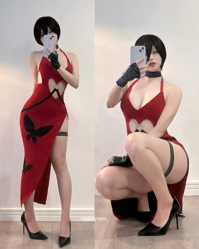 Sexy Red Heart Cutout Dress For Female