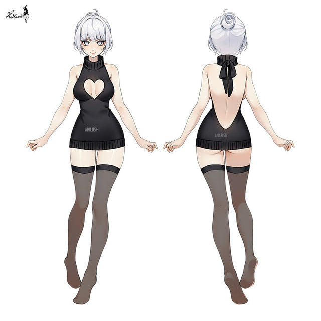 HEART TIE BACKLESS SWEATER DRESS AH016