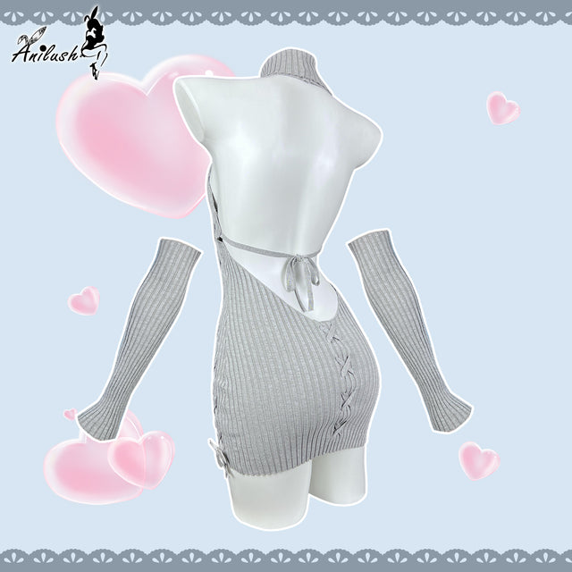 Pre-sale LACED HOLLOW KNIT DRESS SR03