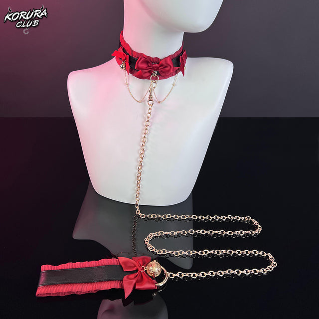Black-Red Bow Collar KA13