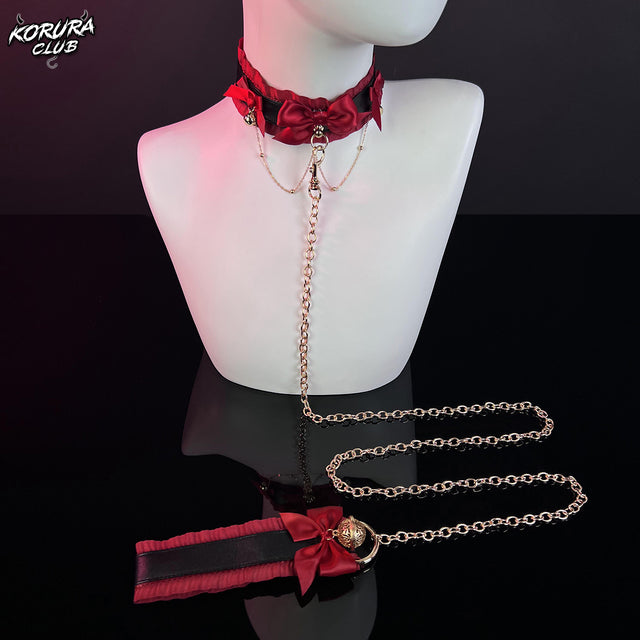 Black-Red Bow Collar KA13