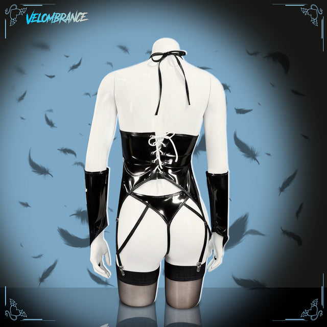 Velombrance Dark Cross Wings Strappy Outfit (4-Piece Set)AS07