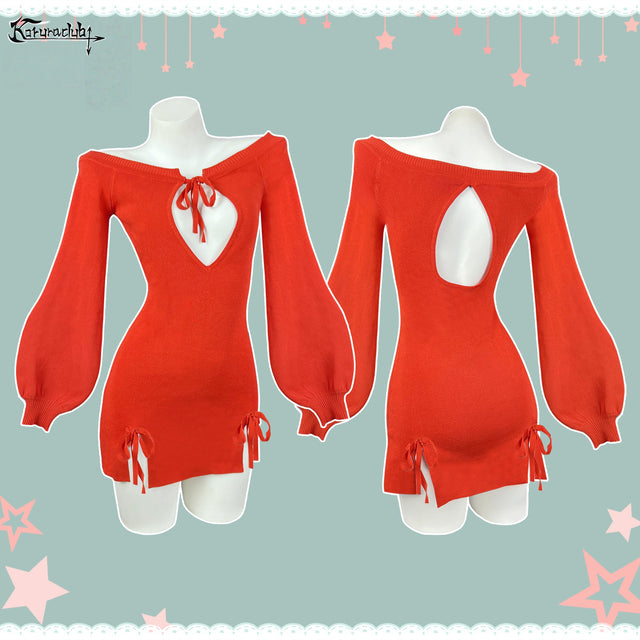 BUTTERFLY KNOT V-NECK DRESS SR06