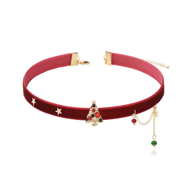 Christmas Tree Velvet Tassel Collar KA18