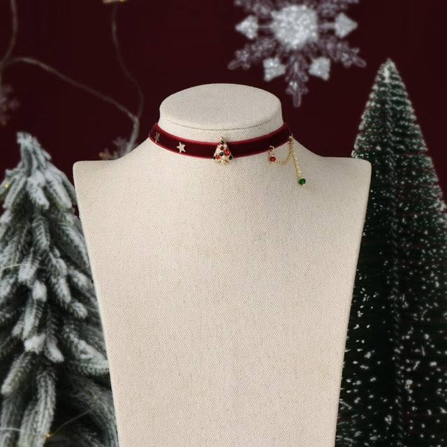 Christmas Tree Velvet Tassel Collar KA18
