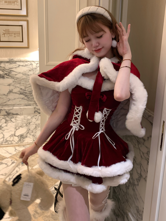 Energetic Christmas Sweet Cape Dress SD63