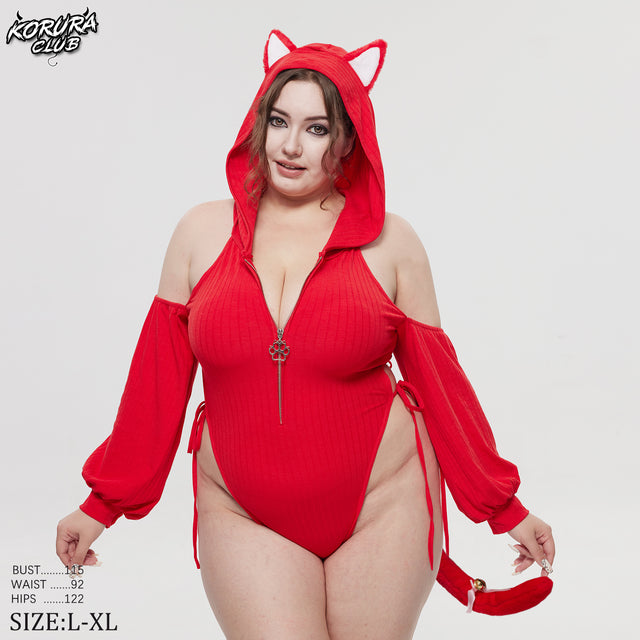 Red SHY NEKO BODYSUIT MG02