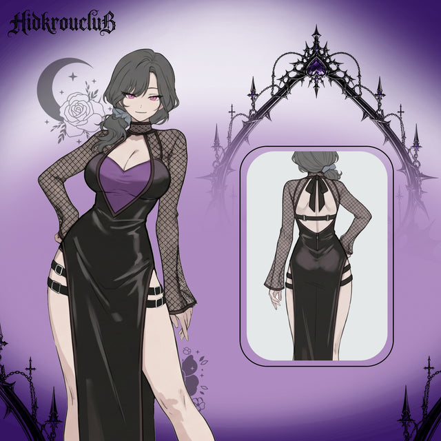 Robe longue en résille gothique foncée prévente HK011