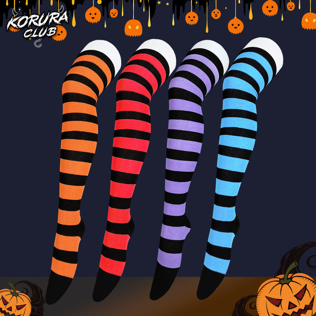 Halloween Striped Thigh-High Socks KS11