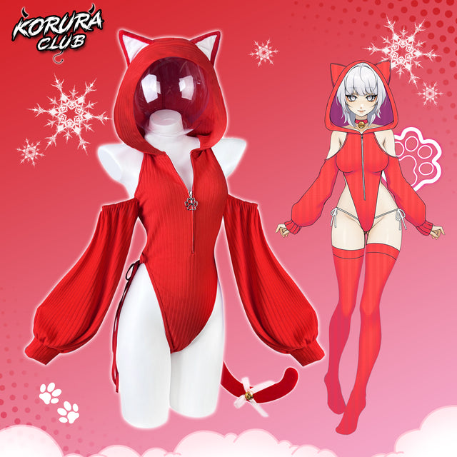 Red SHY NEKO BODYSUIT MG02