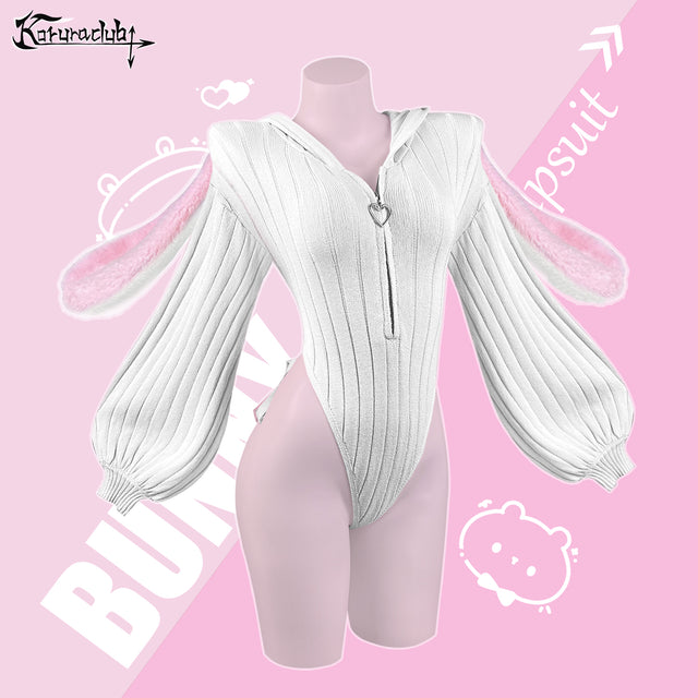 Chic Bunny Ear Hoodie Bodysuit for sale