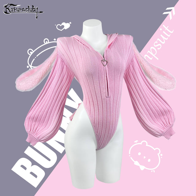 Chic Bunny Ear Hoodie Bodysuit for sale