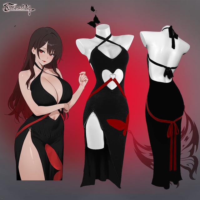 Sexy Red Heart Cutout Dress For Female