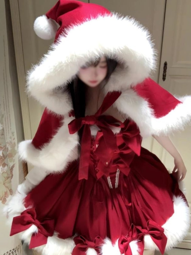 Christmas Cloak Strap Puff Dress SD85