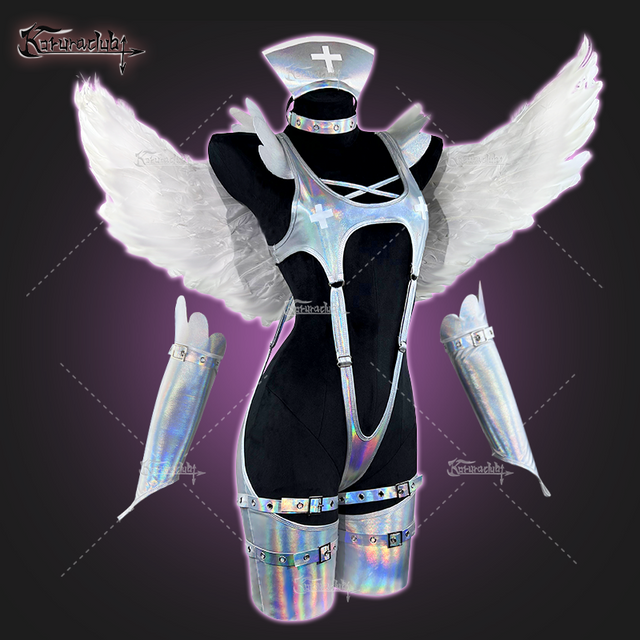 Cosplay Cyber Angel Silver Lingerie KO05(7-Piece Set)