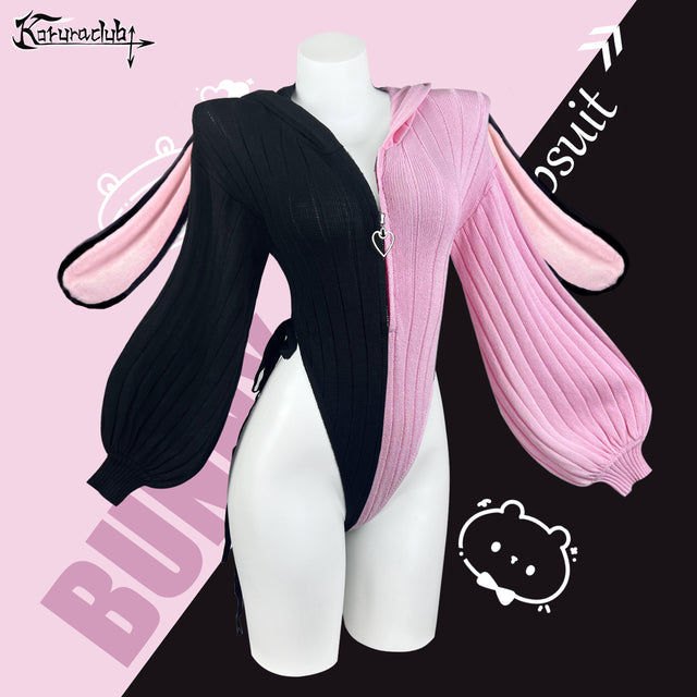 Chic Bunny Ear Hoodie Bodysuit for sale