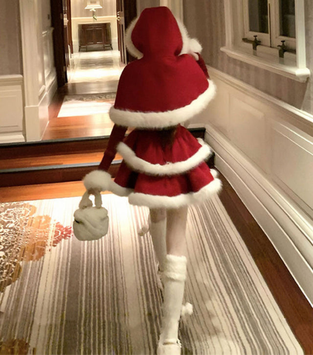 Christmas Red Cloak Puffy Skirt Dress SD86