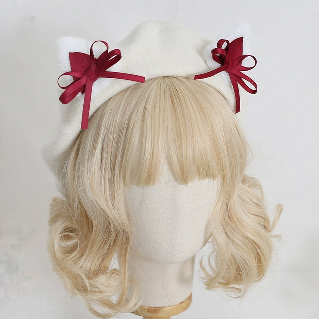Bow Cat Ear Beret   CO44
