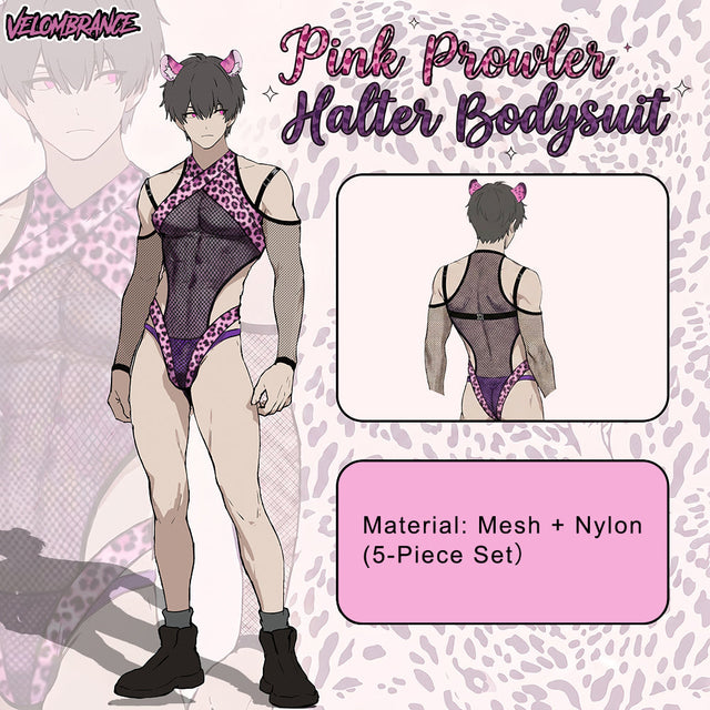 Pre-sale Velombrance Pink Prowler Halter Bodysuit (5-Piece Set） AS62