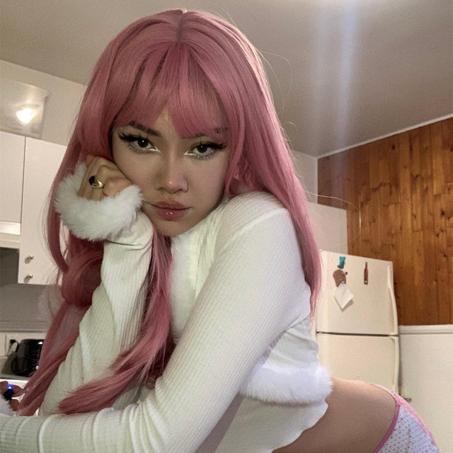 Lolita pink long straight wig yv42088