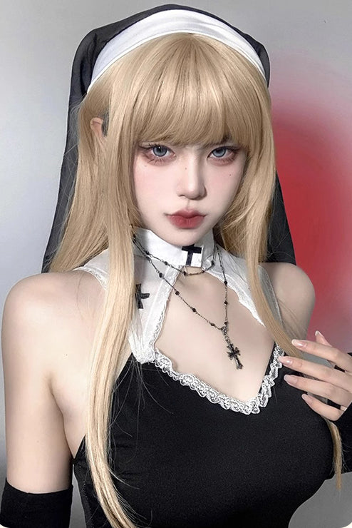 Cosplay White Long Straight Hair KW243