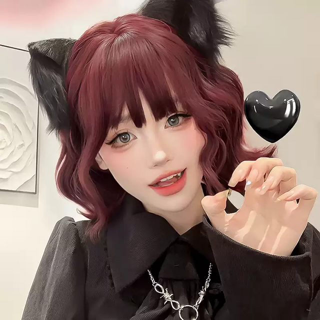 Red short curly wig KW201