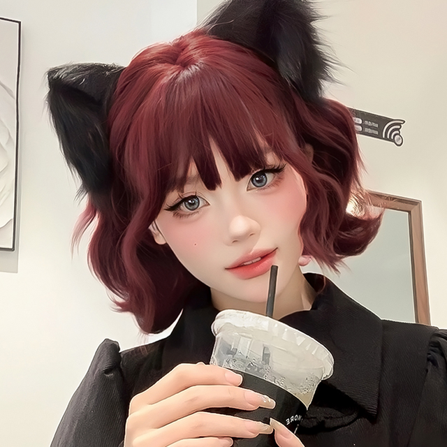 Red short curly wig KW201