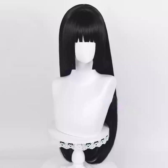 Cosplay Black Straight Bangs Long Wig KW217
