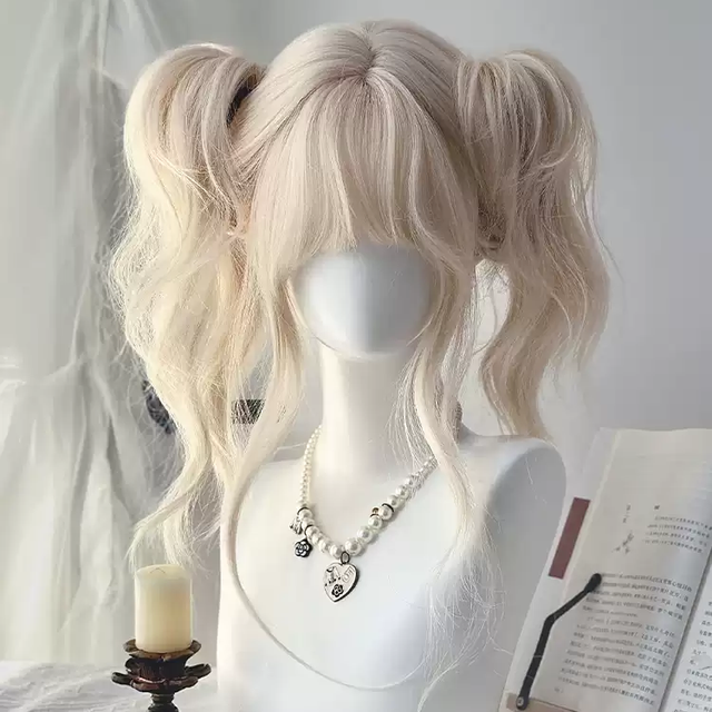 Cute Double Ponytail Gold Wig KW245