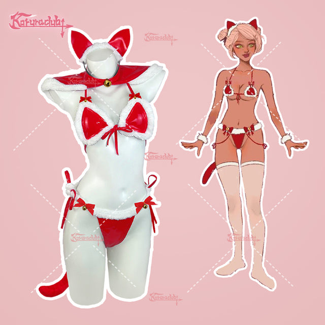 Cosplay Xmas Kitty Kawaii Lingerie KO34 （5-Piece Set）
