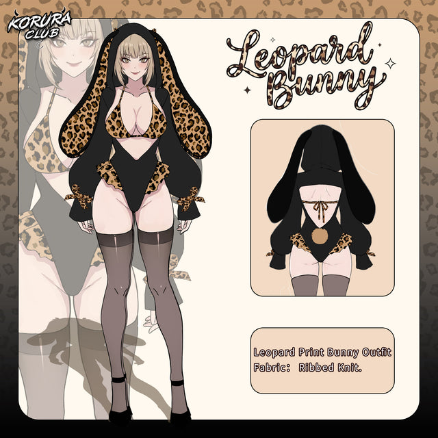 Pre-sale Leopard Print Bunny Cosplay Long-Sleeve Lingerie Set KO146