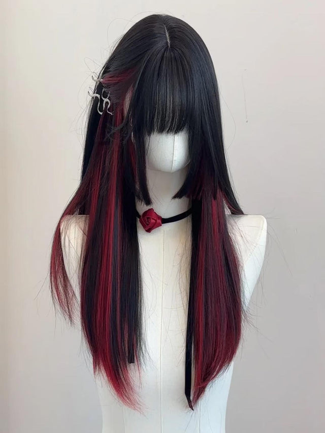 Black And Red Long Straight Hair KW 109