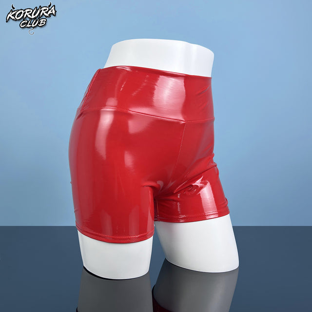Comfortable red and black PU leather pants for women