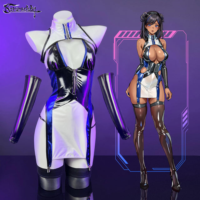 Pre-sale Blue And White Cyber Cheongsam KO61