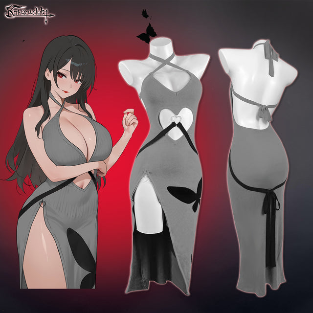 Sexy Red Heart Cutout Dress For Female