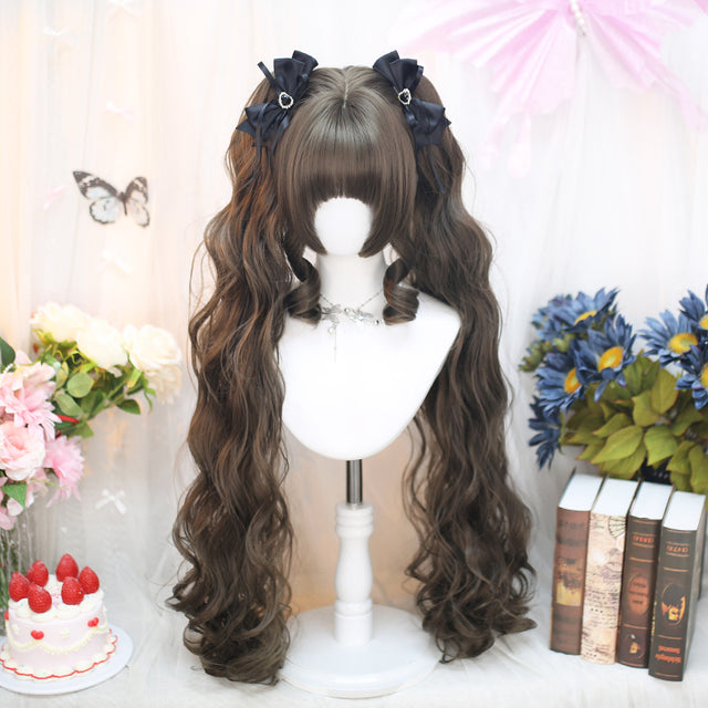 Brown Curly Double Ponytails KW255