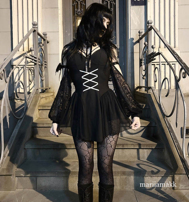 Gothic Devil Mini Dress Costume (3-Piece Set) HK004