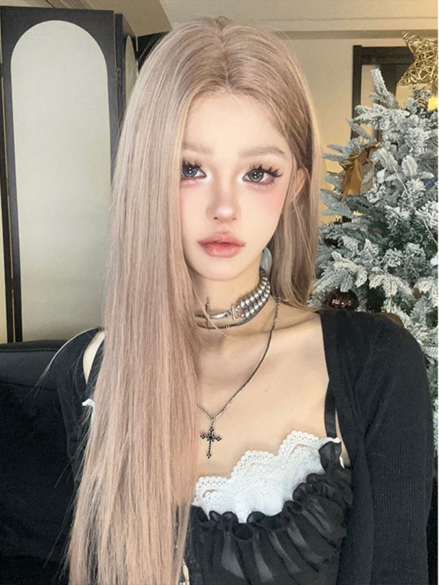 Light pink Long Straight Hair KW112