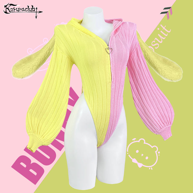 Chic Bunny Ear Hoodie Bodysuit for sale