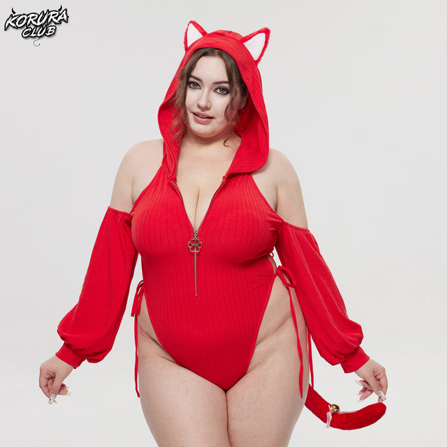 Red SHY NEKO BODYSUIT MG02