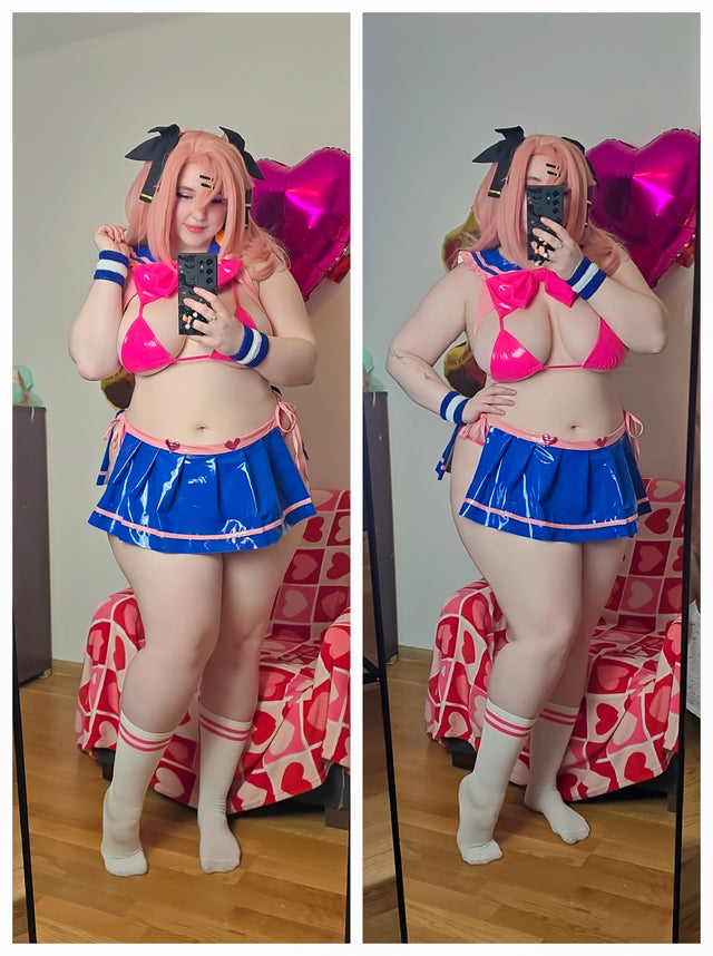 Plus Size Cheerleading Bow sailor Lingerie PS12 （6-Piece Set）