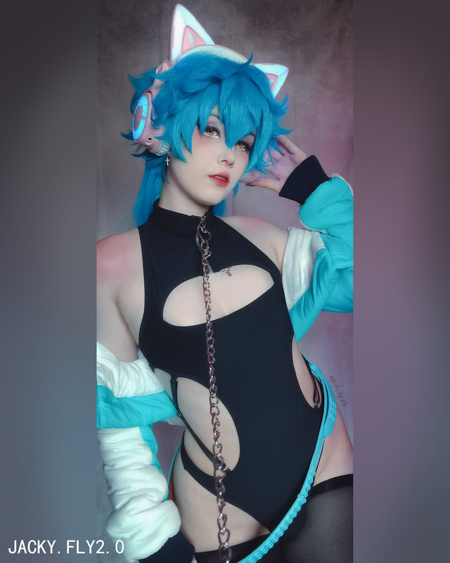 Velombrance Femboy Hollow-out Bodysuit (2-Piece Set） AS58