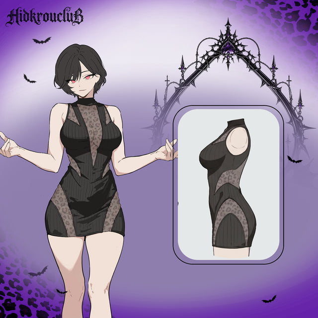 Précommande Robe gothique en maille imprimé léopard HK012