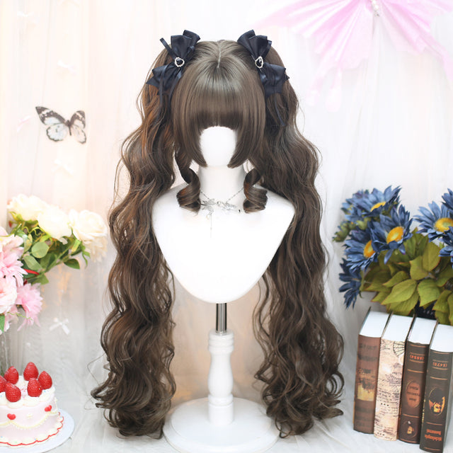 Brown Curly Double Ponytails KW255