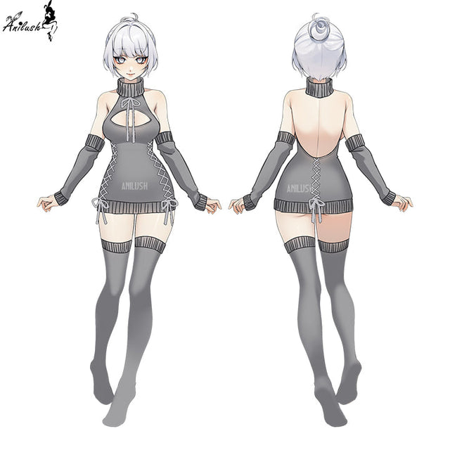 LACED HOLLOW KNIT DRESS AH017